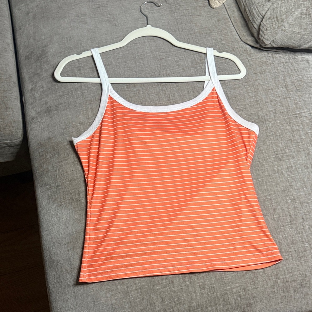 SHEIN Orange and White Striped Camisole